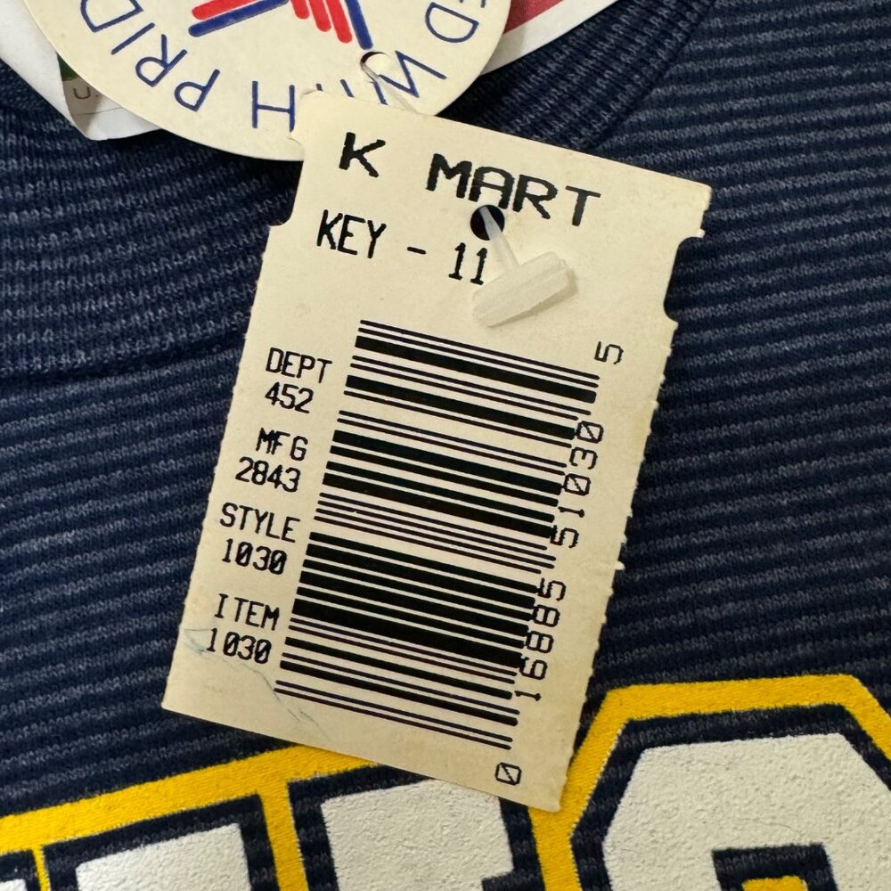 VTG Michigan Wolverines Shirt Men's XL Blue Striped Retro Sportswear 80s USA - Picture 9 of 12